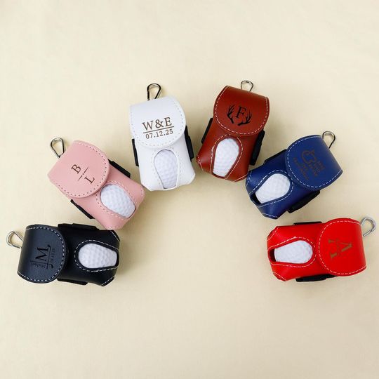 Discover Custom Leather Golf Ball Bag, Golf Gift, Gift for Dad, Mini Golf Ball Holder