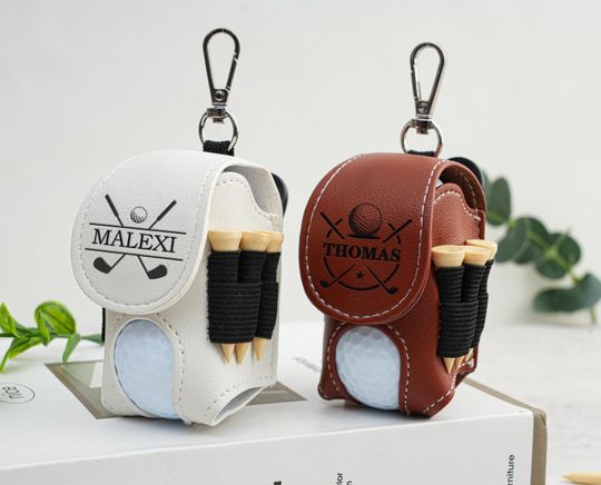 Discover Golf Ball Bag,Mini Golf Ball Holder, Leather Golf Ball Bag, Stylish Pouch for Golf Balls