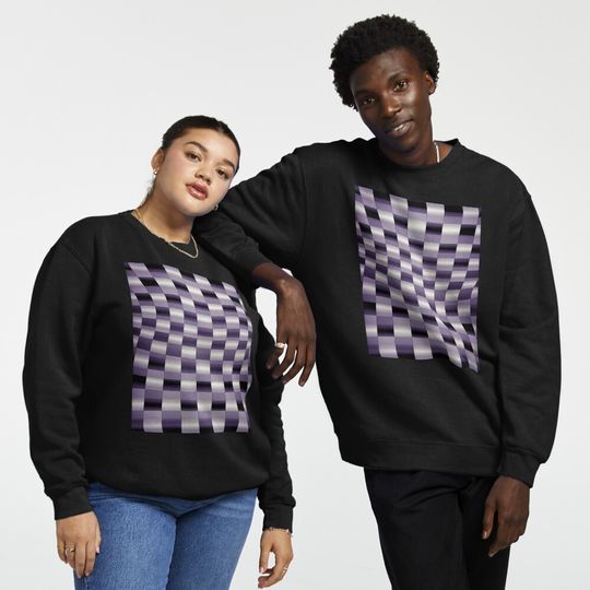Discover Purple Checkered Wavy Pullover Sweatshirt