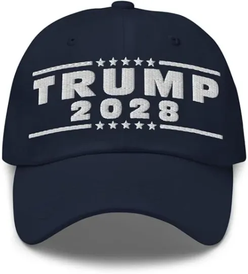 Discover Embroidered Trump 2028 Baseball Cap NAVY, Embroidered Hats
