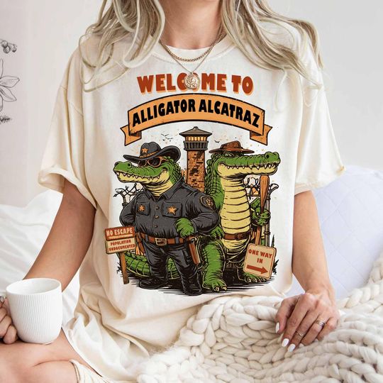 Discover Alligator Alcatraz Locked Up T-Shirt, Funny Swamp Parody Tee