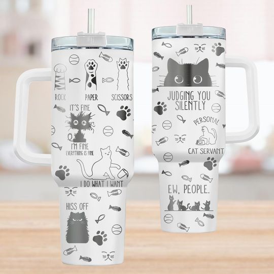 Discover Funny Cat Engrave Tumbler 40Oz, Sarcastic Cat Lover Tumbler
