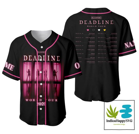 Discover BlackPink Personalized Baseball Jersey, Deadline Tour Shirt, Blackpink World Tour Tee, Kpop Merch, Gift For Kpop Fan, Blackpink Lover Tee