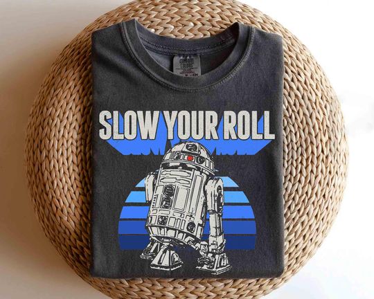 Discover Funny Starr Warss Droids R2-D2 Slow Your Roll Retro Shirt, Darthh Vaderr Tee
