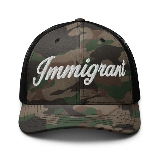 Discover Embroidered Camouflage Trucker Hat - Immigrant