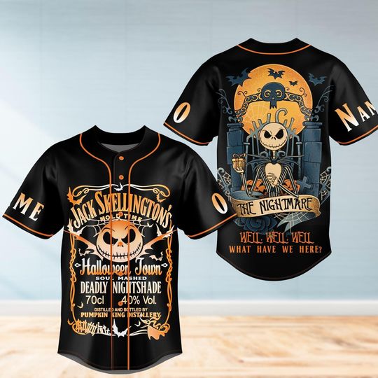 Discover Personalized Jackk Skellingtonn Baseball Jersey, Halloween Jersey