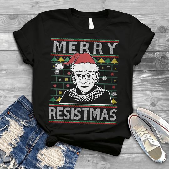 Discover Merry Resistmas Ruth Bader Ginsburg Ugly Christmas T-Shirt