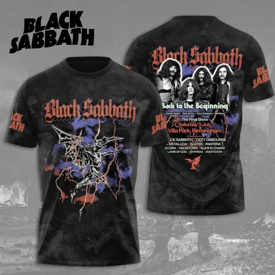 Discover Black Sabbath Back To The Beginning 3D T-Shirt  2025 Tour The Final Show Shirt