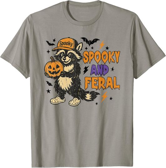 Discover Spooky Feral Raccoon Funny Halloween T-Shirt