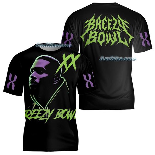 Discover Chris Brown Shirt 3D, Breezy Bowl XX Tour Shirt, Chris Brown Album Shirt, Concert Retro 2025 Shirt