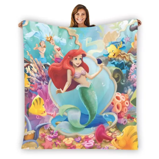 Discover Arielll The Littlee Mermaidd Soft Warm Single-Side Printing Flannel Fleece Blanket