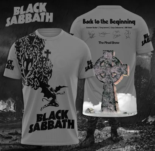Discover Black Sabbath Back To The Beginning 2025 Tour 3D Printed T-Shirt