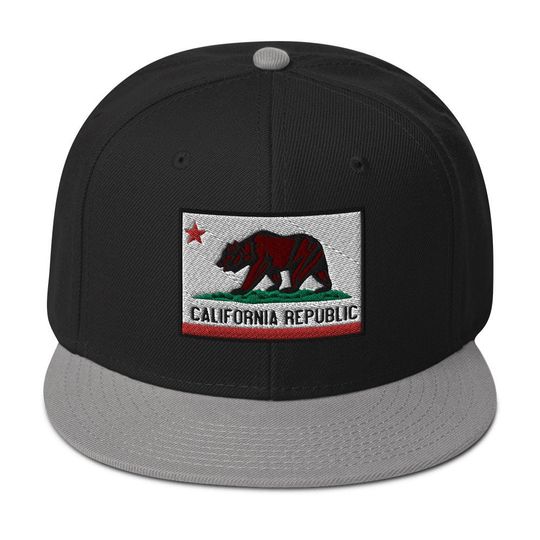 Discover California U.S. State Flag Embroidered Flat Bill Cap Snapback Hat