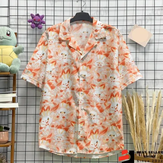 Discover Scorbunny PKM Hawaiian Shirt Scorbunny Anime Aloha Shirt PKM Gifts