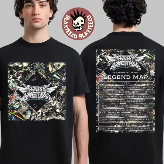 Discover Babymetal Thunder Tee UK And Europe Arena Tour 2025 Two Sided Unisex T-Shirt