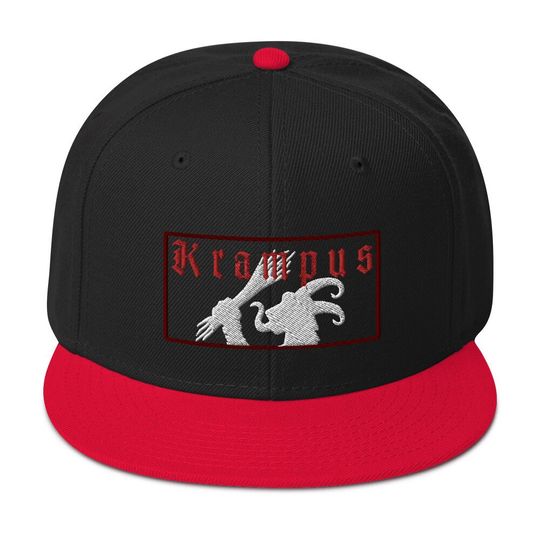 Discover Gruss Vom Krampus Embroidered Flat Bill Cap Snapback Hat