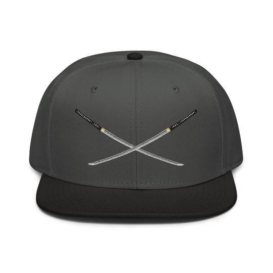 Discover Dual Samurai Swords Anime Warrior Embroidered Flat Bill Snapback Hat