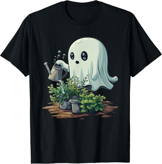 Discover Cute Ghost Plant Gardening T-Shirt for Halloween