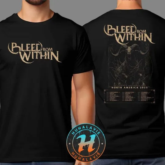 Discover Bleed From Within NA Tour 2025 Cities List Two Sided Print T-Shirt