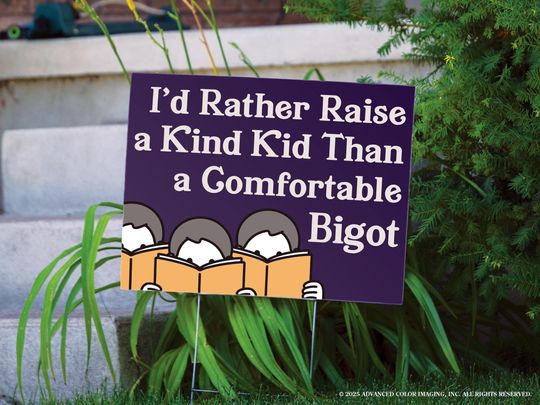 Discover Banned Books Yard Sign, Raise Kind Kids Not Bigots Anti Censorship School Sign