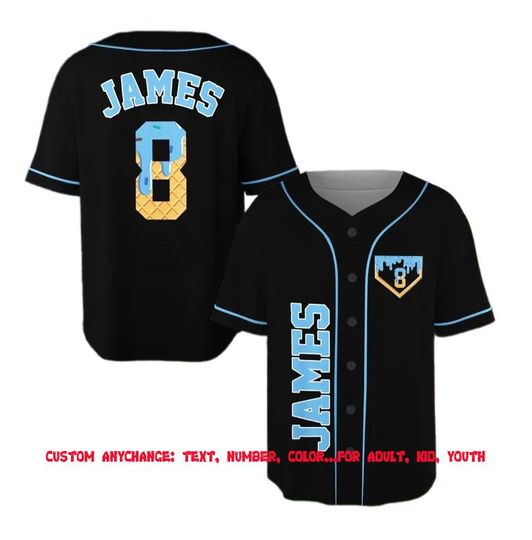 Discover Personalized Birthday Baseball Jersey Ice Cream Drip, Ice Cream Waffle Jersey, Custom Baseball Jersey, Ice Cream Drip Shirt, Birthday Gifts