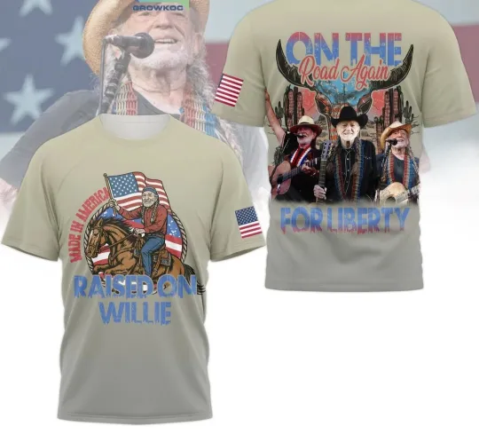 Discover Nelson Made In America One The Road Again For Liberty 3D T-Shirt
