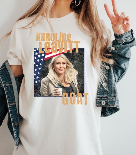 Discover karoline leavitt goat political shirt. djt trump j d vance graphic tee. maga conservative doge shirt. press secretary.