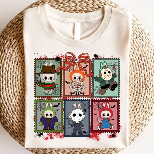 Discover Monster Doll Horror Friends Labubu Shirt, Horror Cartoon Shirt