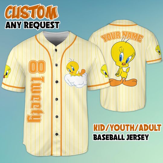 Discover Personalized Tweety Baseball Jersey, Custom Tweety Baseball Jersey