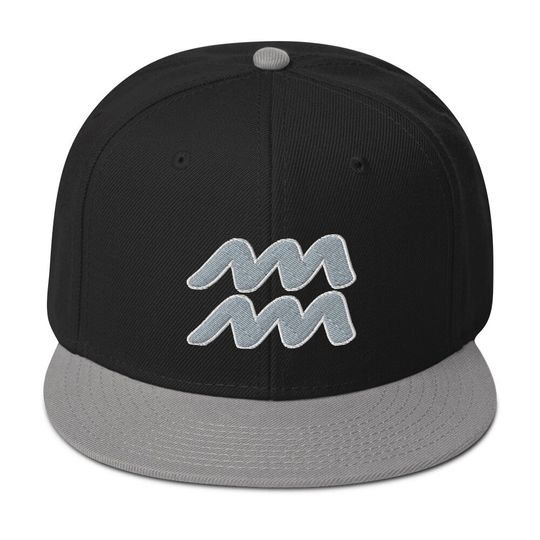 Discover Zodiac Sign Aquarius Embroidered Flat Bill Cap Snapback Hat