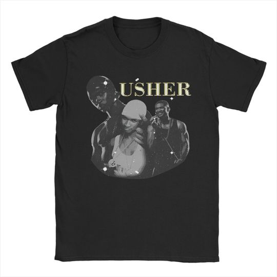 Discover Vintage Summer T-Shirt Usher Past Present Future 2024 Tour Bootleg Tee Y2K Short Sleeve