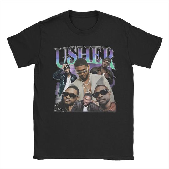 Discover Retro Usher Bootleg Print Rapper T-Shirt