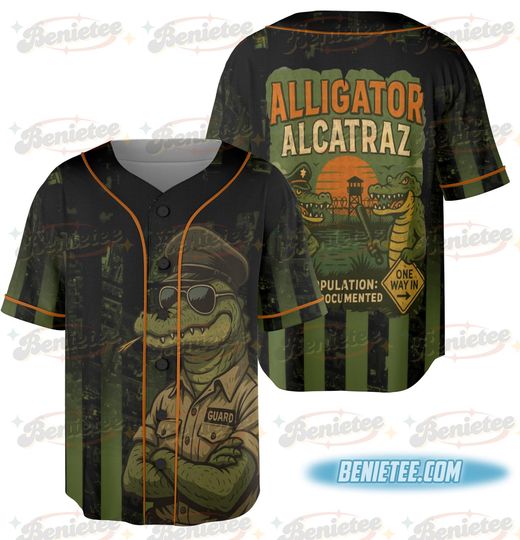Discover Funny Animal Baseball Jersey, Alligator Alcatraz Baseball Jersey