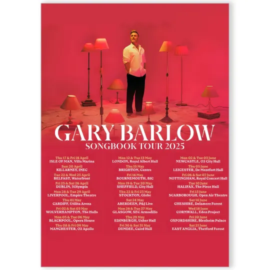 Discover Gary Barlow 2025 Tour Poster A5 A4 A3 High Quality Print