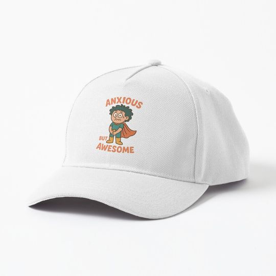 Discover Anxious but Awesome Cartoon Superhero Baseball Cap
