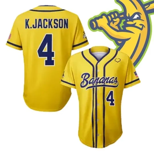 Discover Savannah Bananas #4 K. Jackson Baseball Jersey