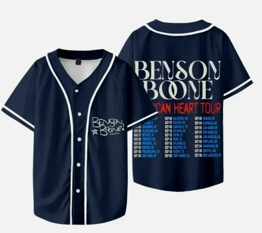 Discover Benson Boone American Heart Tour 2025 Gift For Fan S-5XL Baseball Jersey