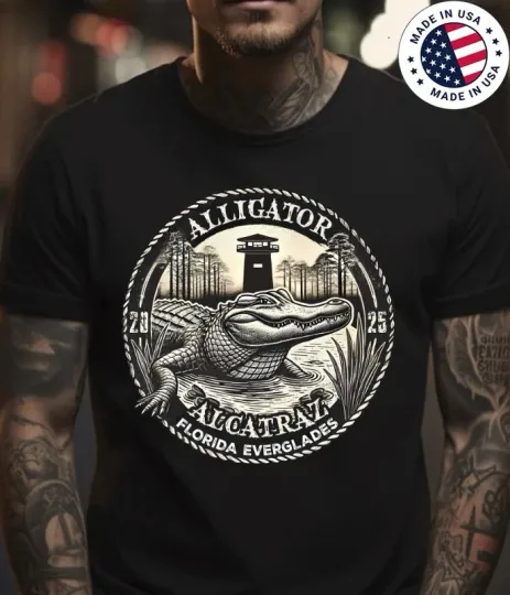Discover Alligator Alcatraz Florida 2025 Black T-Shirt