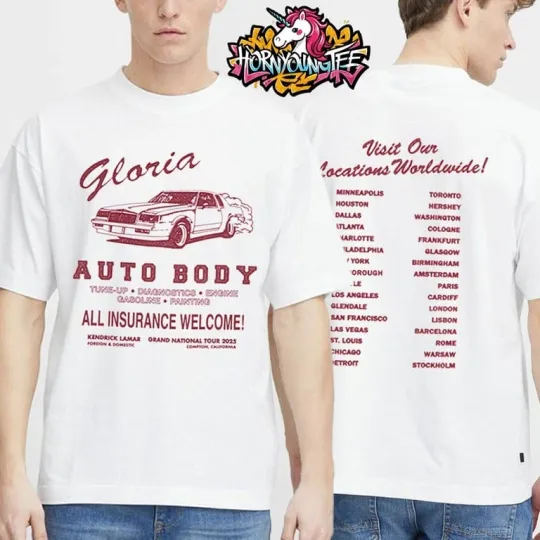 Discover Kendrick Lamar Gloria Auto Body Tour 2025 Worldwide Shirt