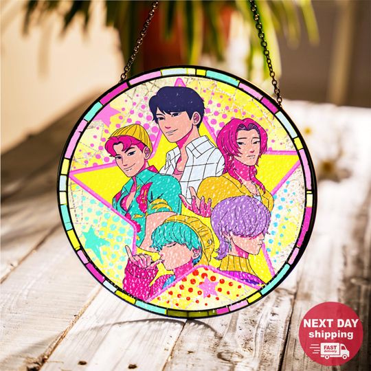 Discover BOYS Suncatcher  Kpop Idol Stained Glass Art, Colorful Retro Window Decor, Anime Inspired Fan Gift