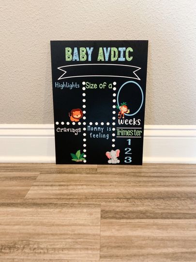 Discover Pregnancy Milestone Chalkboard, baby animal chalk board