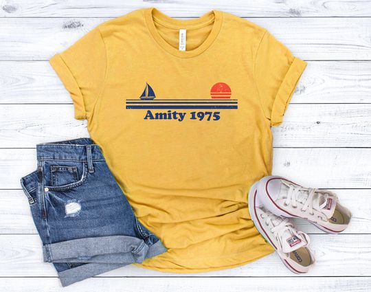 Discover Jaws Amity 1975 Unisex Tee, Amity Island Shirt, Vintage Movie Tee, Retro Graphic Tee
