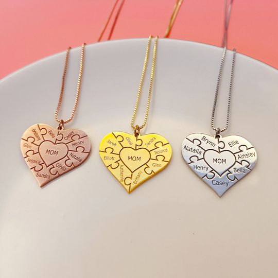 Discover Personalized Heart Puzzle Necklace  Custom Name Puzzle Necklace