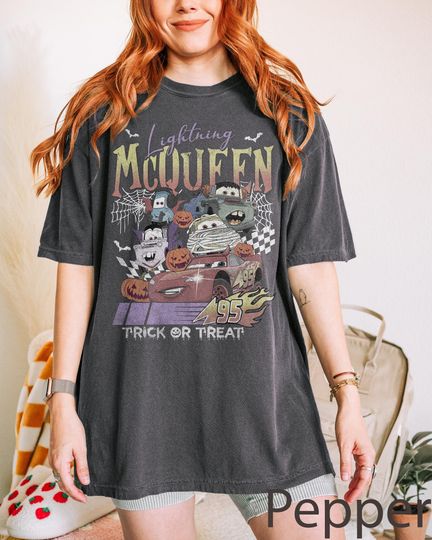 Discover Lightningg McQueenn Halloween Shirt, Vintage Disneyyy carss Shirt