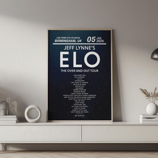 Discover Jeff Lynne's ELO 2025 The Over and Out Tour Poster Print