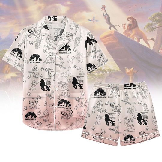 Discover Disneyyy Lion King Satin Pajamas, Hakuna Matata Women Pajamas, Simbaa Timon Pumbaa Silk Pajamas, Magicc Kingdom Gift