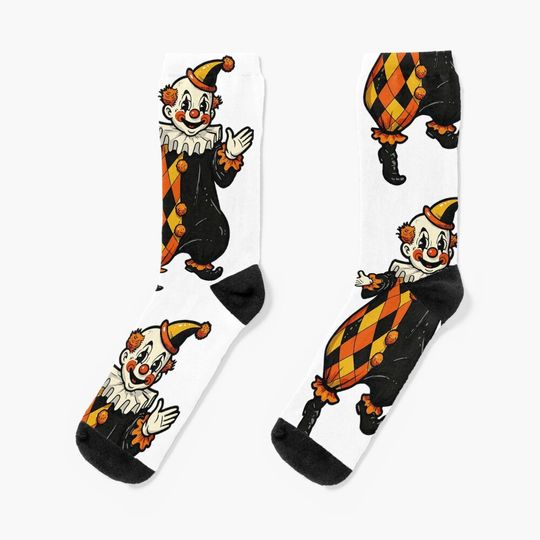 Discover Retro Halloween Clown Circus Artwork Socks