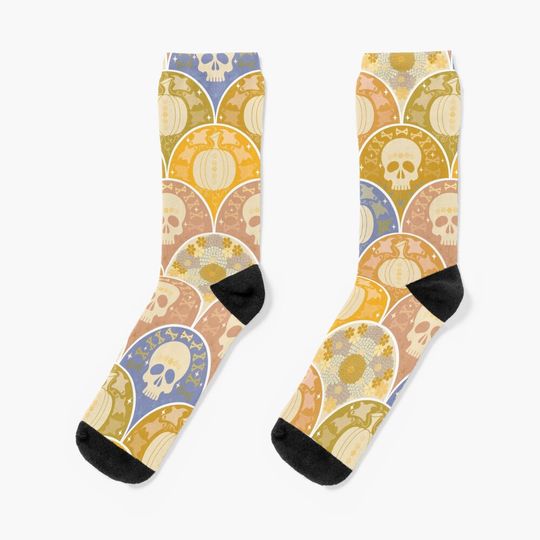 Discover Halloween Scallop Socks - Vintage Frights and Florals