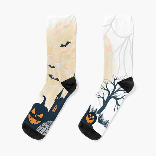 Discover Haunted Castle Pumpkin Halloween Socks