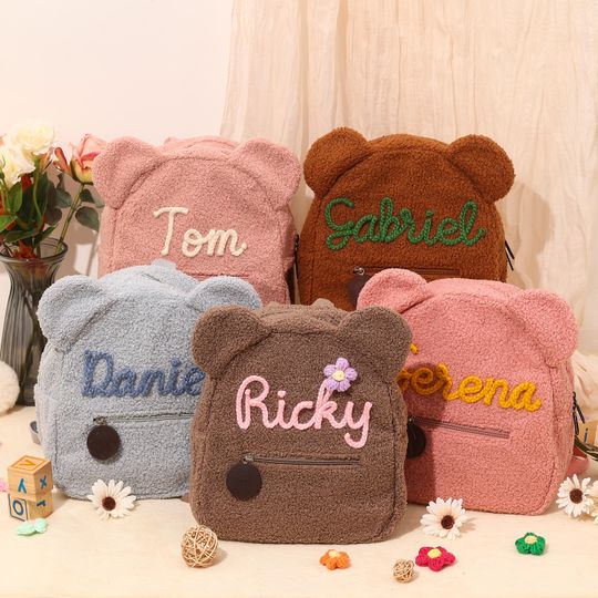 Discover Teddy Bear Backpack,Preschool Toddler backpack, Custom name backpack